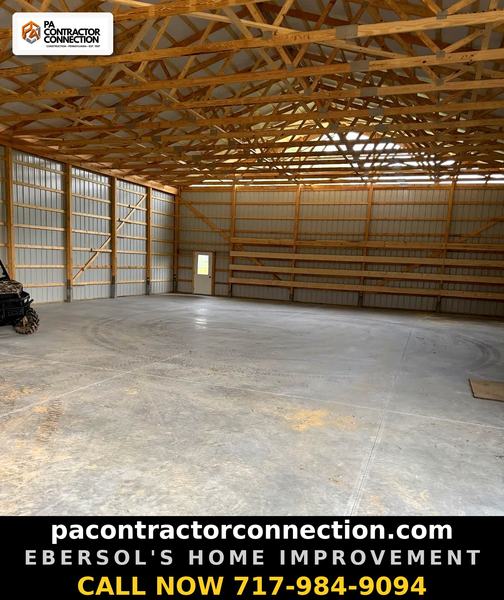 Ebersol's Home Improvement — pole barn interior empty