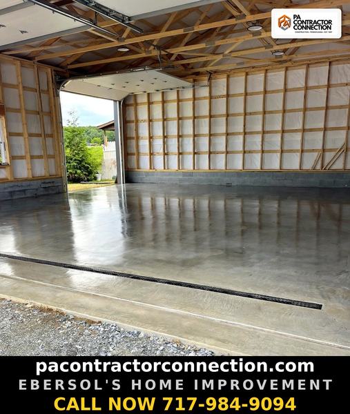 Ebersol's Home Improvement — garage interior polished floor