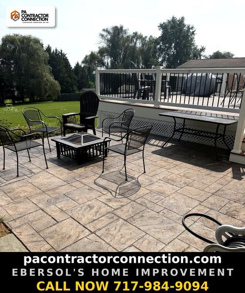 Ebersol's Home Improvement — stamped patio toward deck