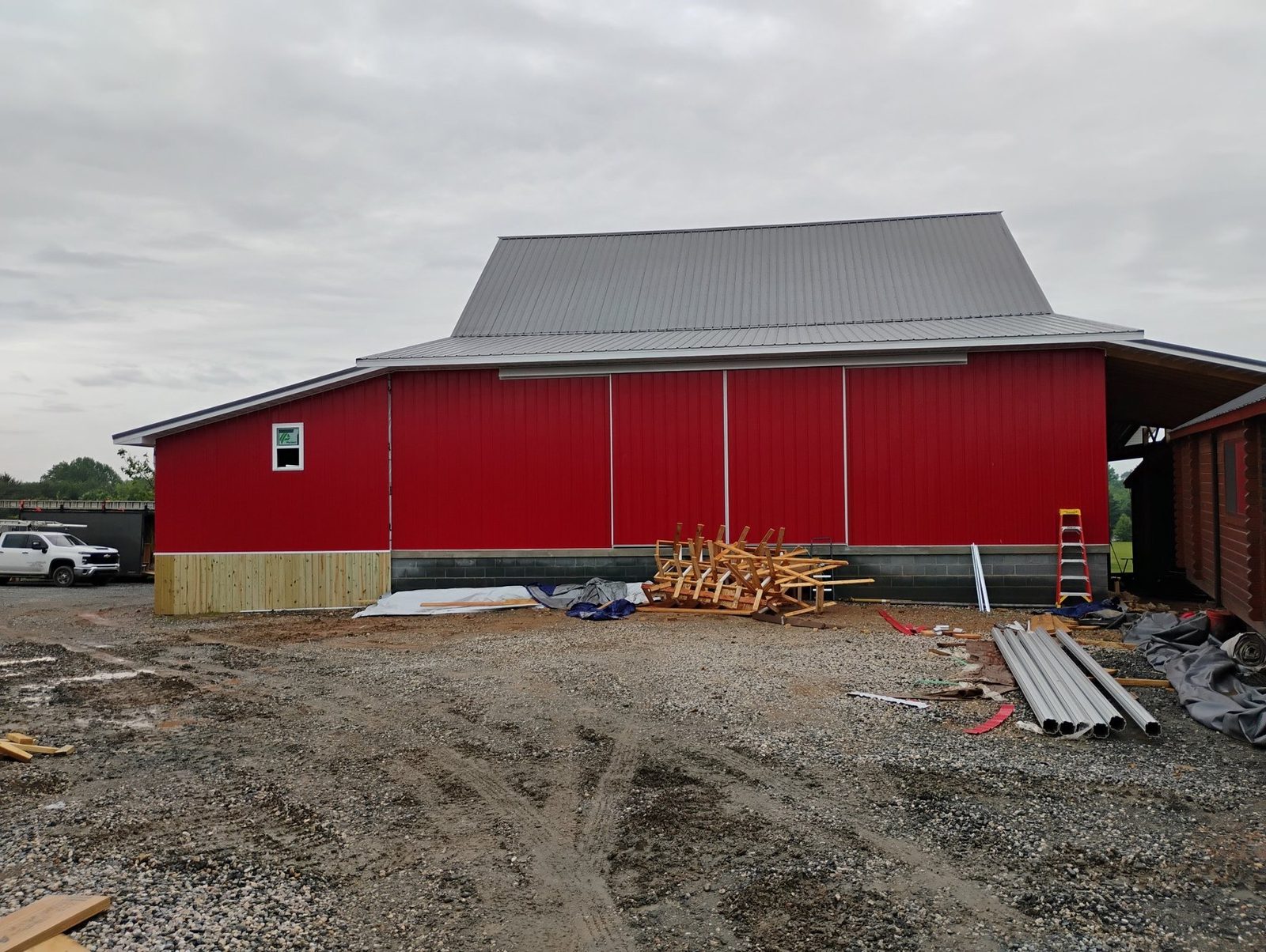 Completed red pole barn