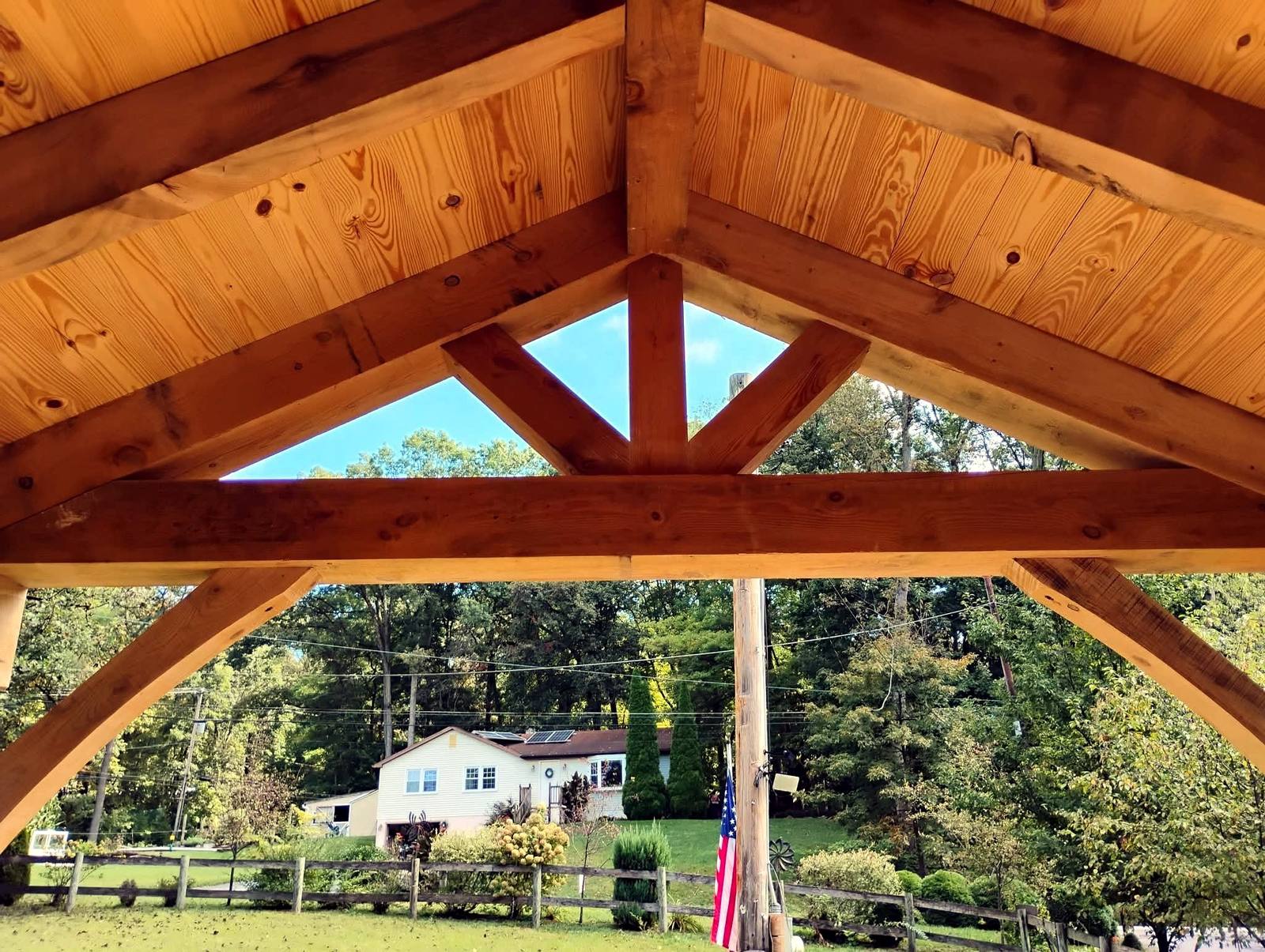Timber-frame gable and truss detail