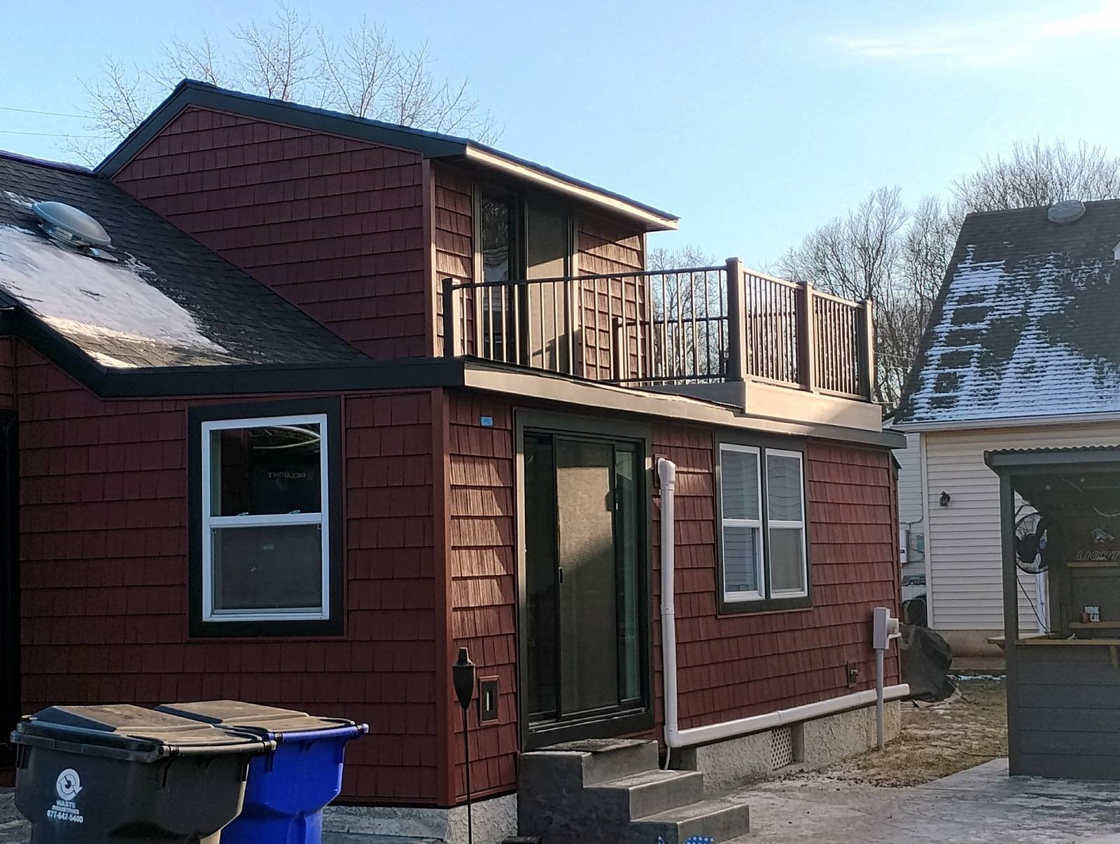 Completed blue metal building and grounds